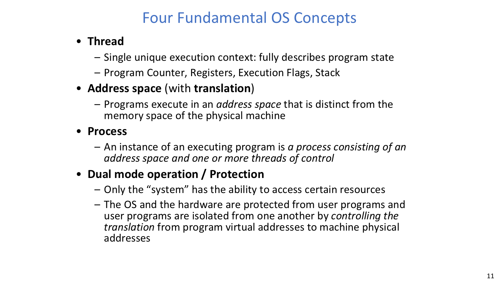 Four OS concepts