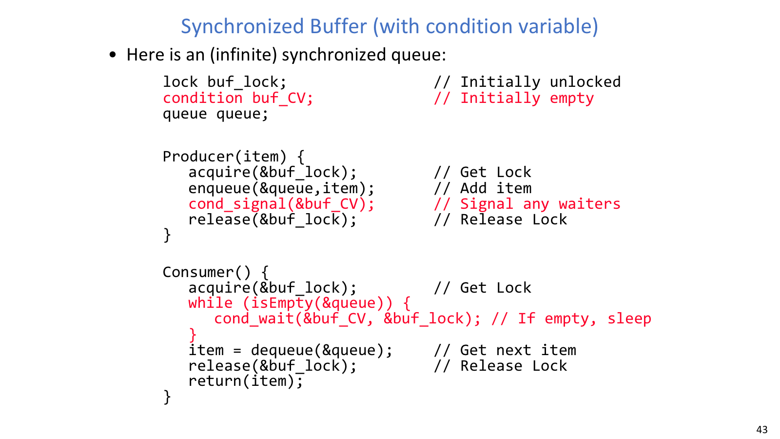 Condition buffer