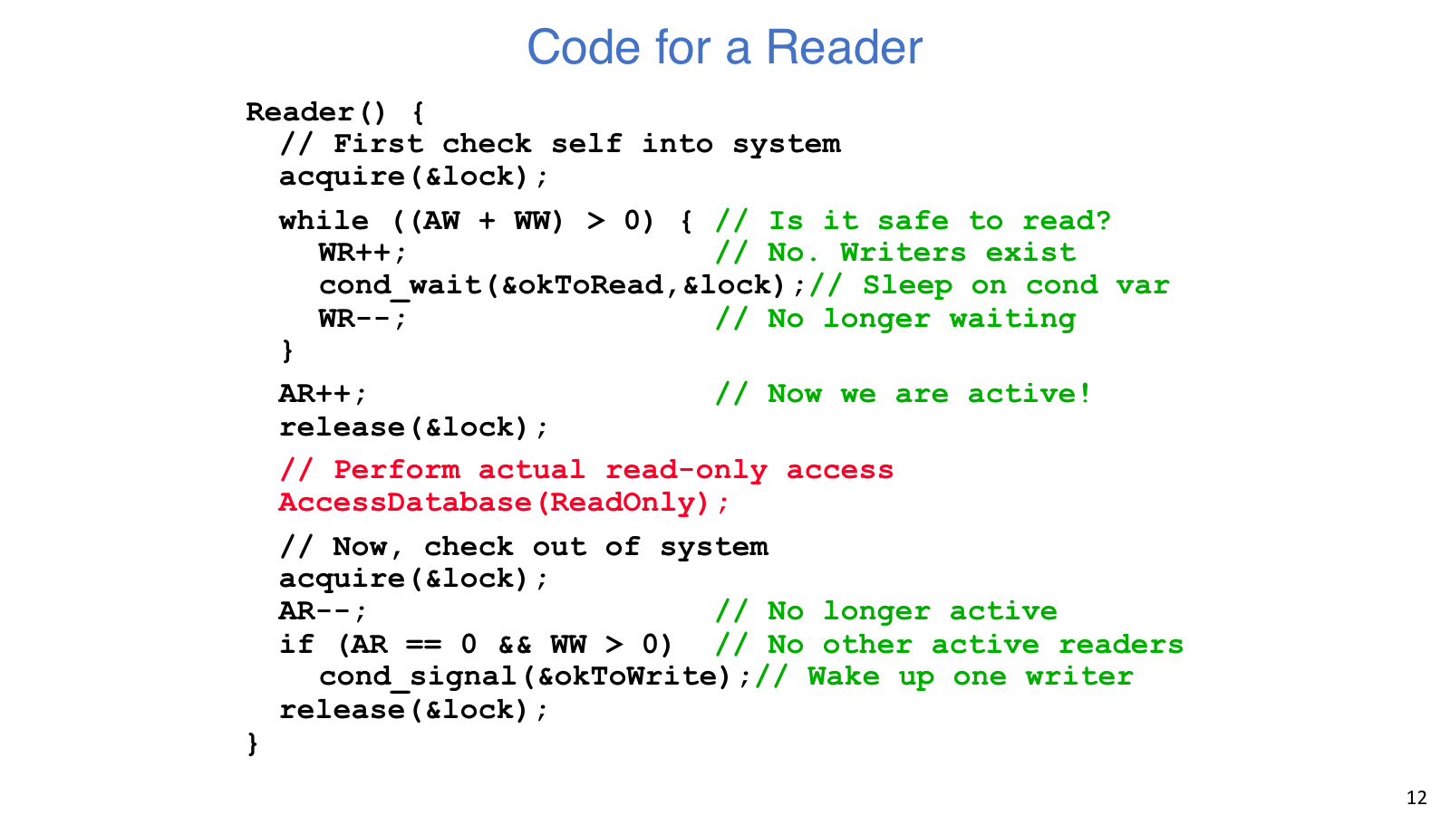 Reader code