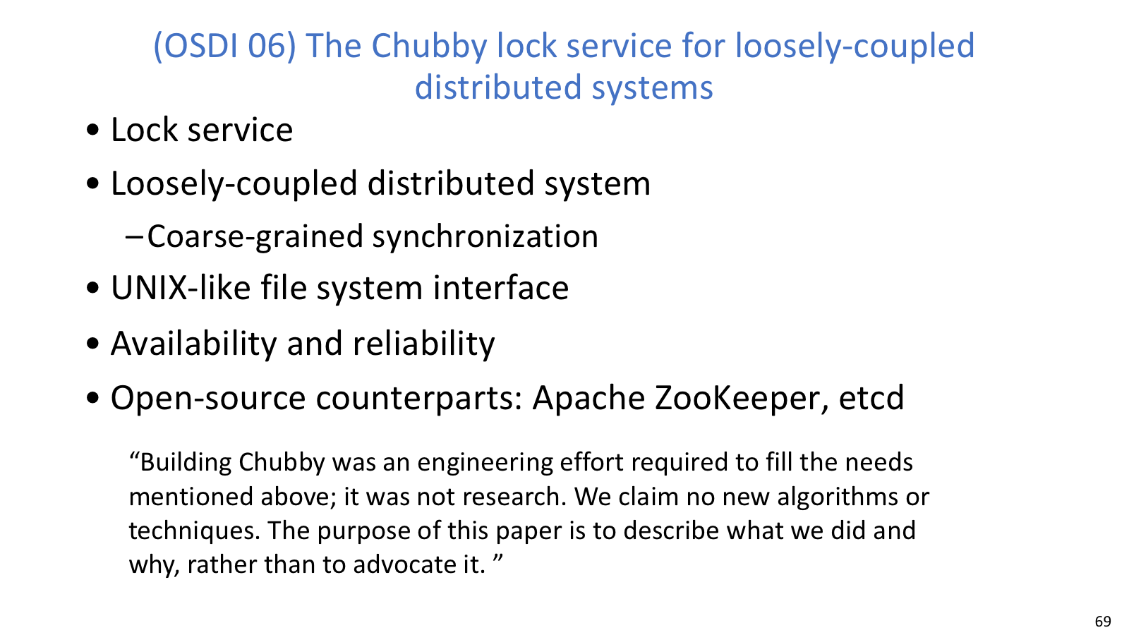 Chubby lock service