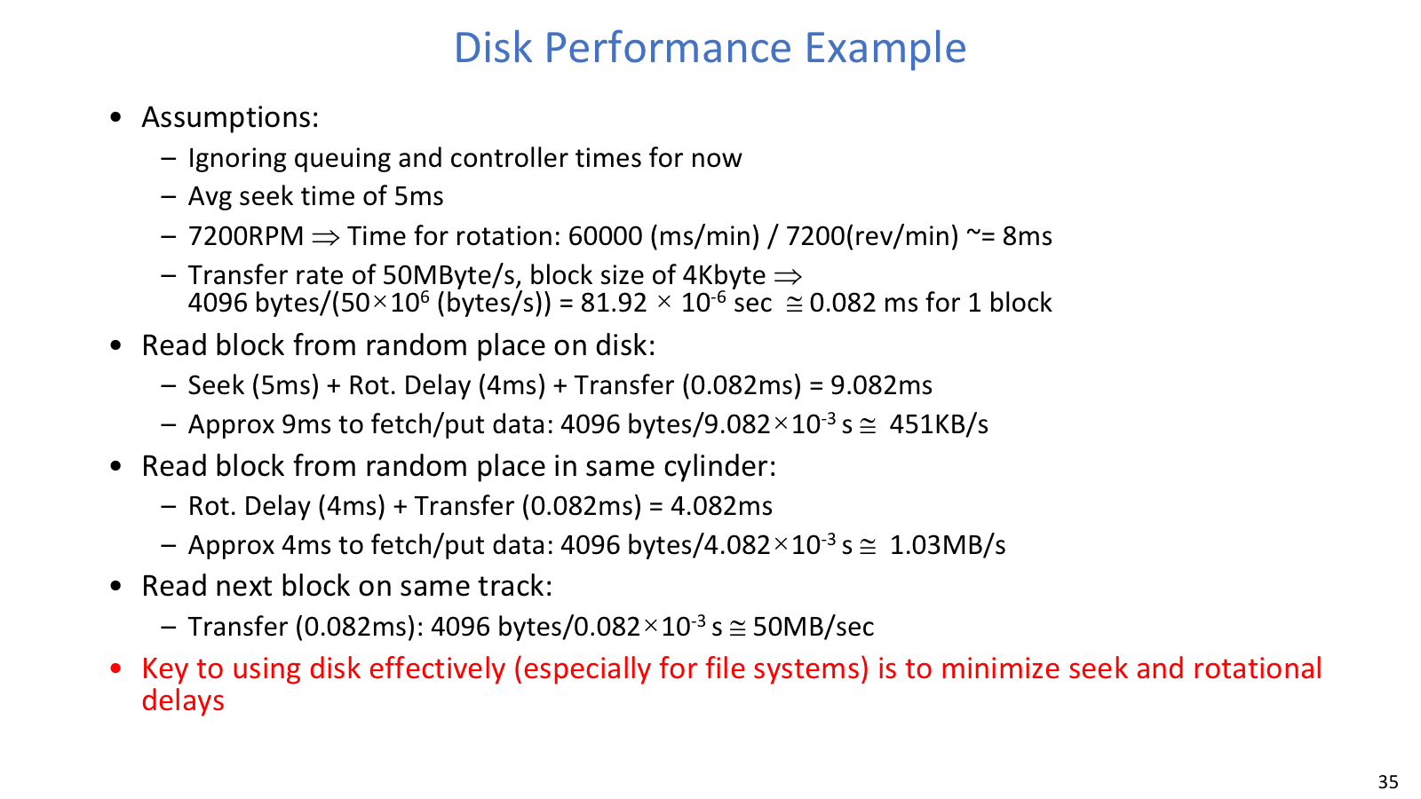 Disk performance example