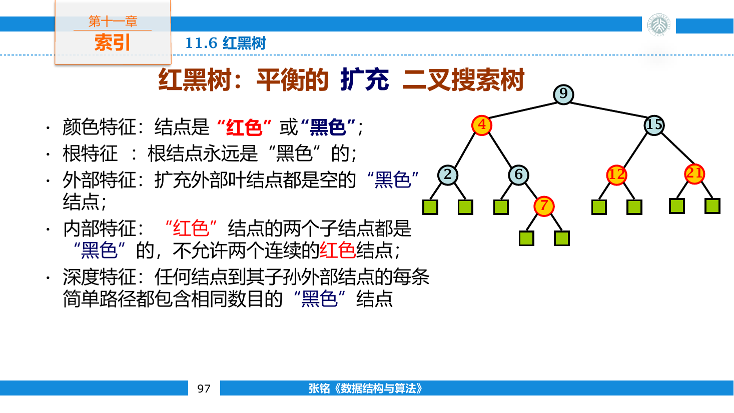 红黑树用结点颜色和黑色空叶约束路径长度