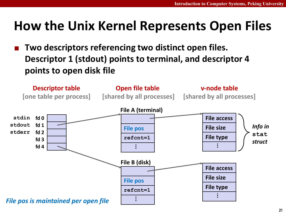 Unix 内核中的打开文件表示